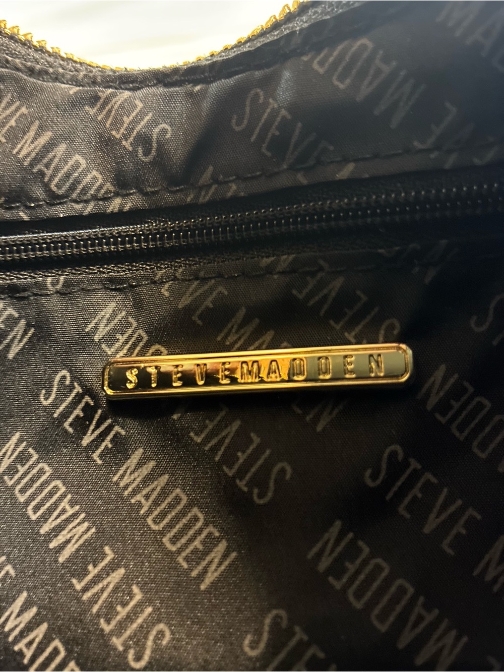 Steve Madden Black Quilted Mini Shoulder Bag with Gold Accents - Picture 8 of 11